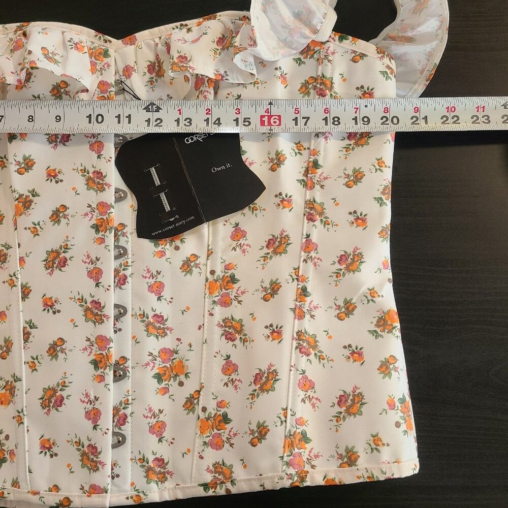 Corset Story Bustier Top Foral Hook Front Tie Back UK 24 US 20 NEW Coquette - Picture 3 of 11